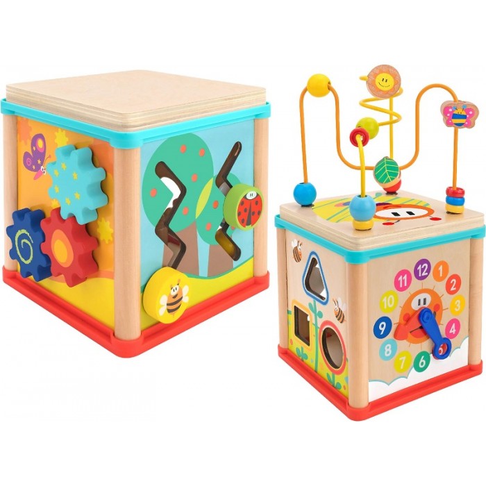 WOODEN MULTI ACTIVITY CUBE 16 CM GLOBO (39939)